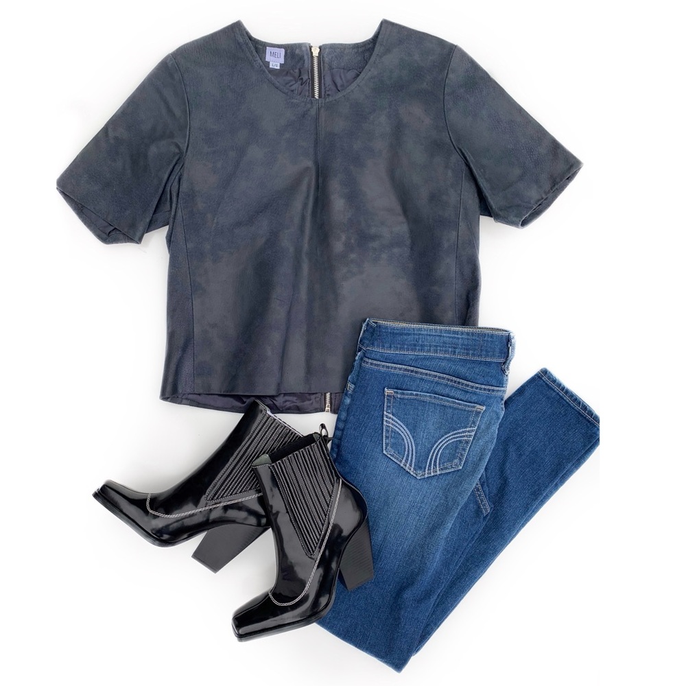 MELI Leather Top | Blue | Large